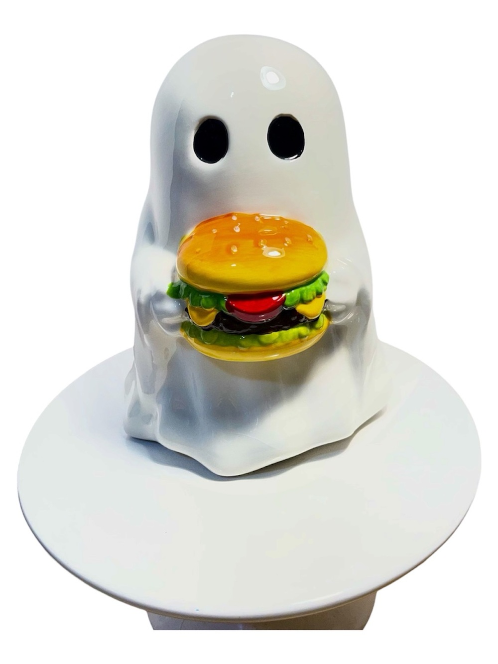 Ghost Holding Hamburger Halloween Decor - NWT **